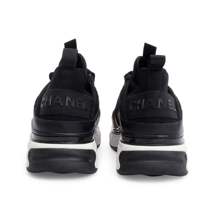 Chanel Black Calfskin Neoprene Interlocking CC Logo Sneakers, Size 36.5