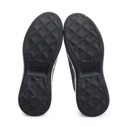 Chanel Black Calfskin Neoprene Interlocking CC Logo Sneakers, Size 36.5