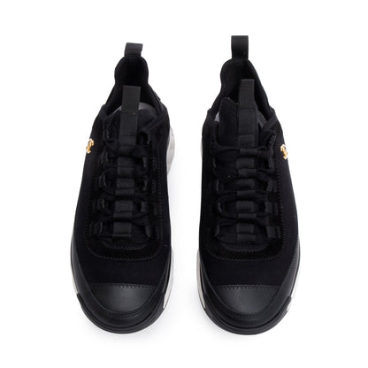 Chanel Black Calfskin Neoprene Interlocking CC Logo Sneakers, Size 36.5