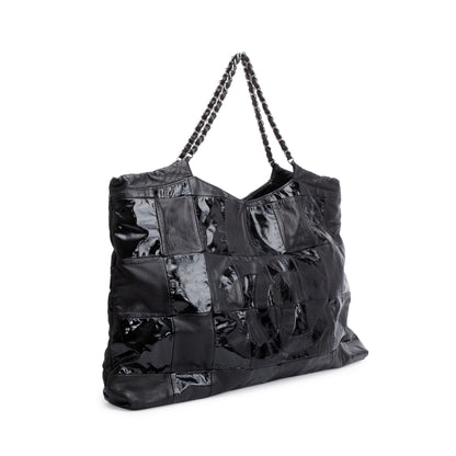 Chanel Black Calfskin/Patent Leather Brooklyn Tote Bag