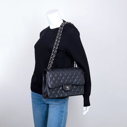 Chanel Black Caviar Classic Jumbo Double Flap Bag