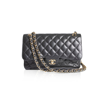 Chanel Black Caviar Classic Jumbo Double Flap Bag