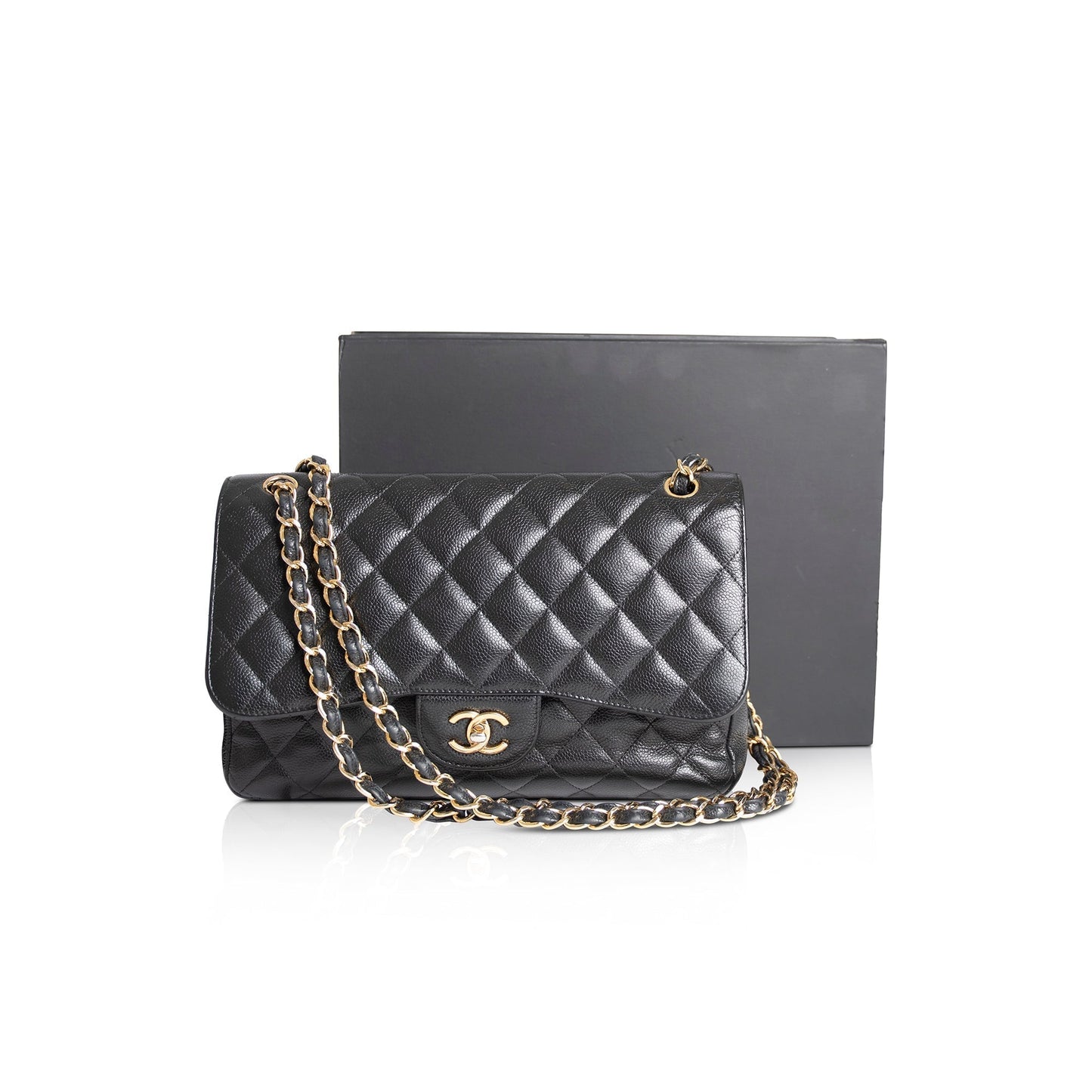 Chanel Black Caviar Classic Jumbo Double Flap Bag