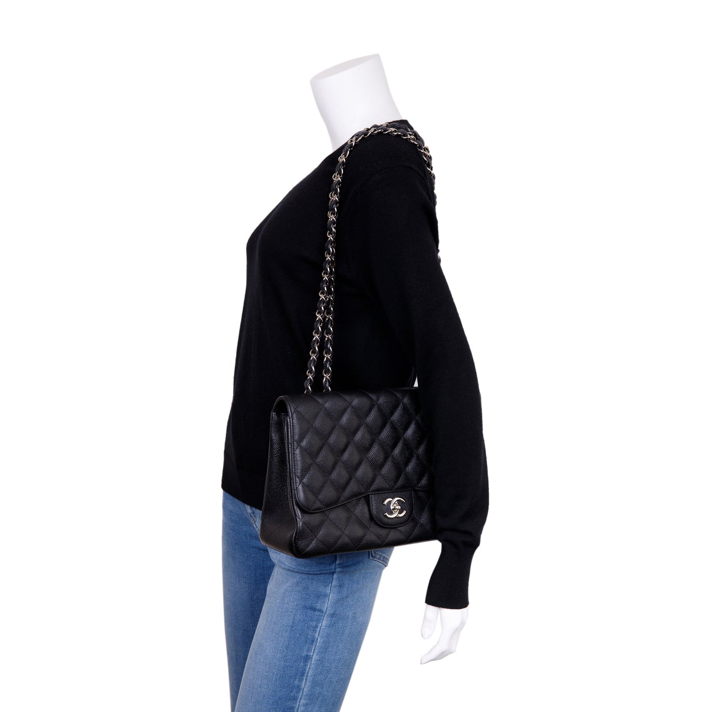 Chanel Black Caviar Classic Jumbo Single Flap Bag