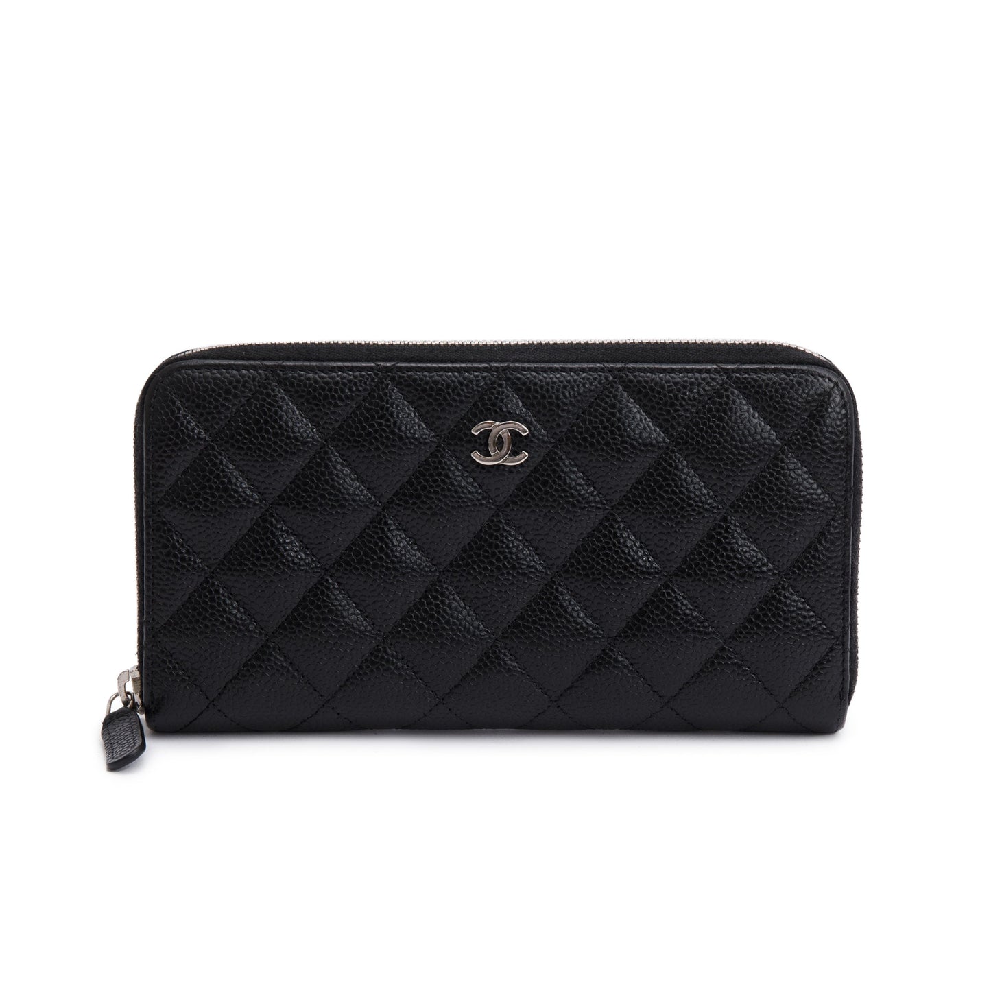 Chanel Black Caviar Classic Large Gusset Zip Around Wallet