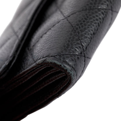Chanel Black Caviar Classic Long Flap Wallet