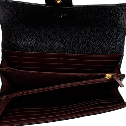 Chanel Black Caviar Classic Long Flap Wallet