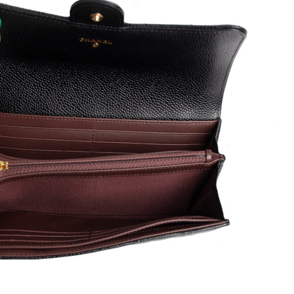 Chanel Black Caviar Classic Long Flap Wallet