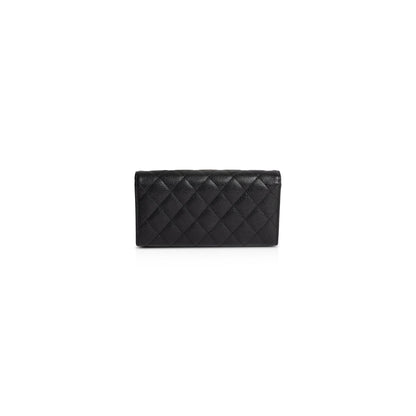 Chanel Black Caviar Classic Long Flap Wallet