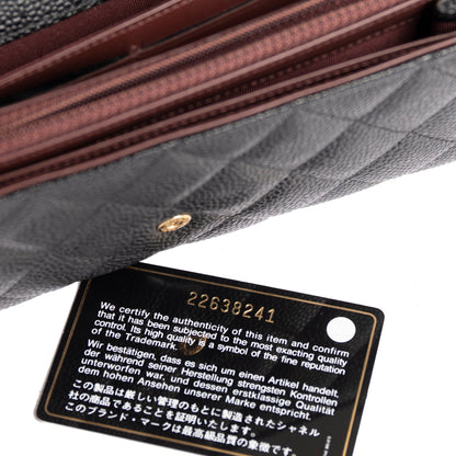 Chanel Black Caviar Classic Long Flap Wallet