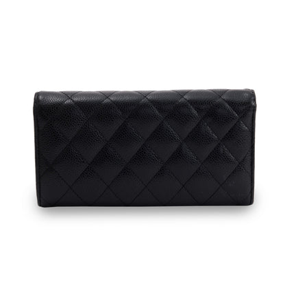 Chanel Black Caviar Classic Long Flap Wallet