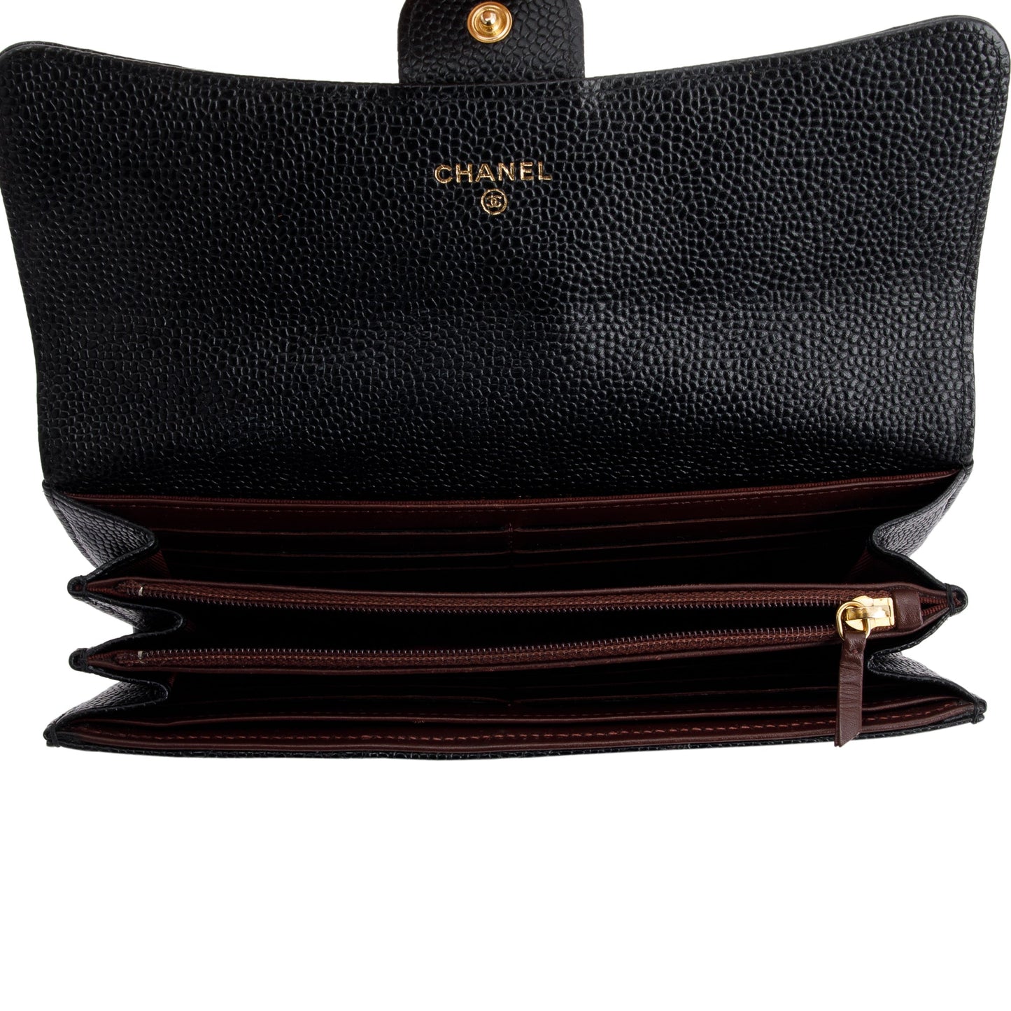 Chanel Black Caviar Classic Long Flap Wallet