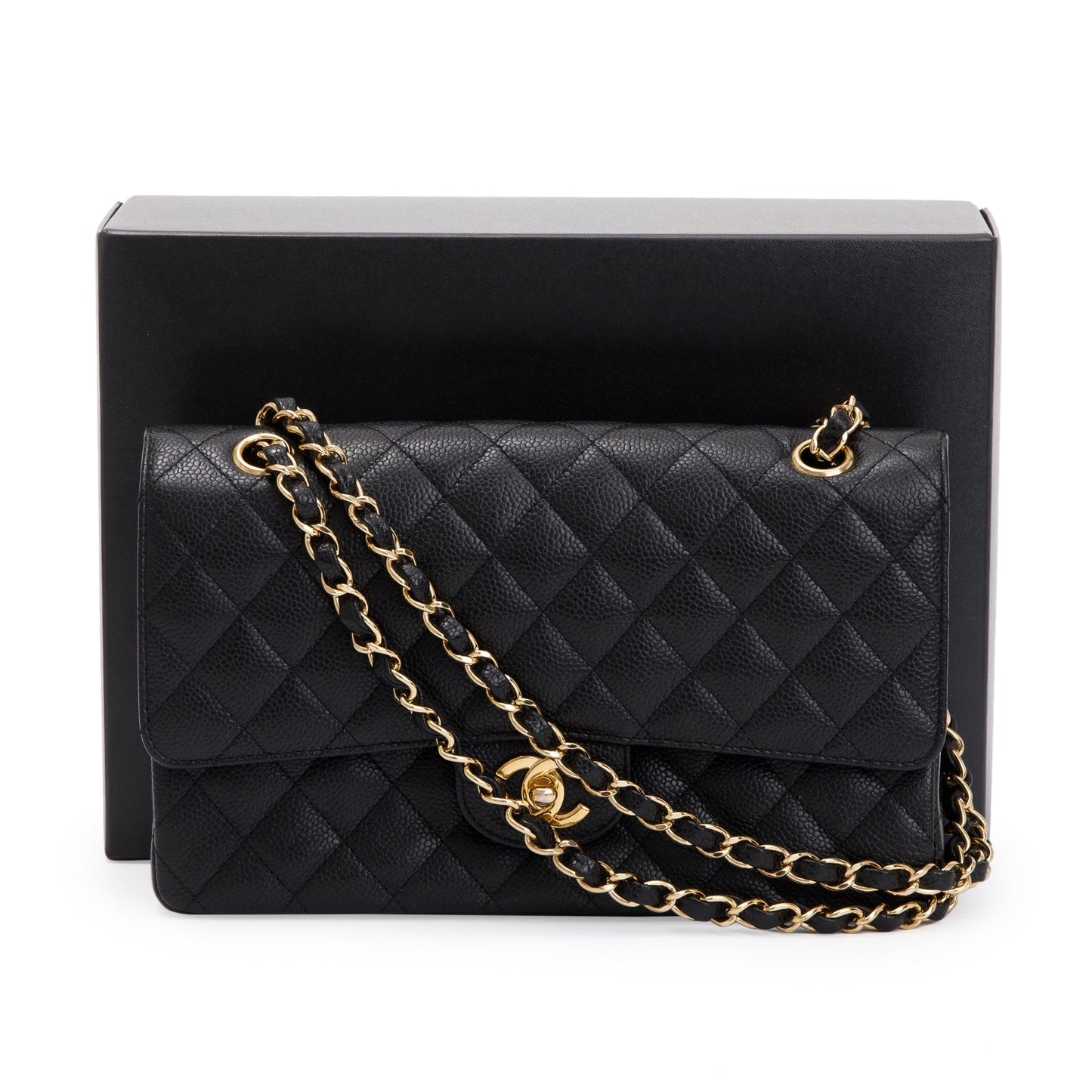 Chanel Black Caviar Classic Medium Double Flap Bag