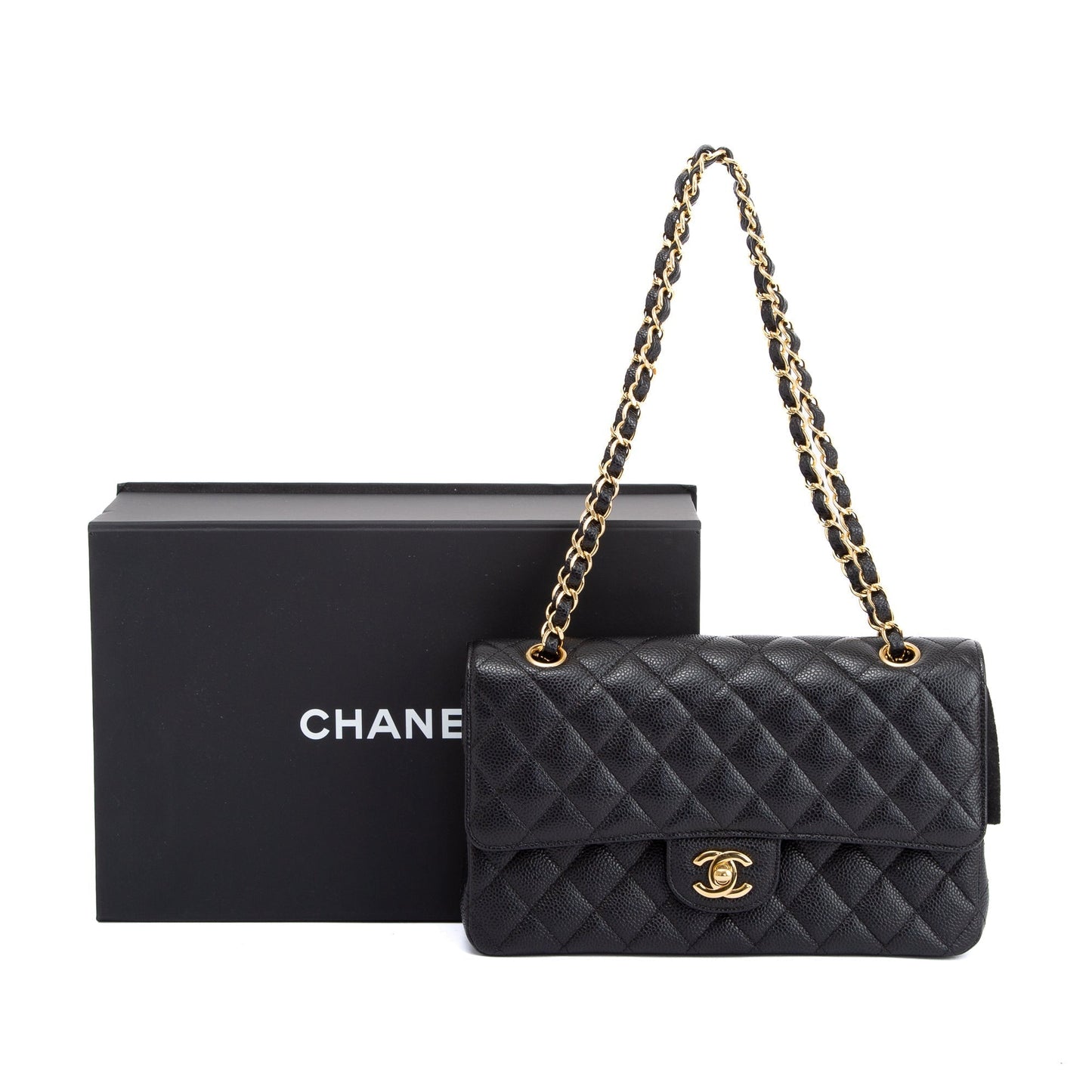 Chanel Black Caviar Classic Medium Double Flap Bag