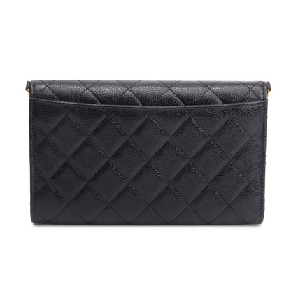 Chanel Black Caviar Detachable Chain Clutch Bag
