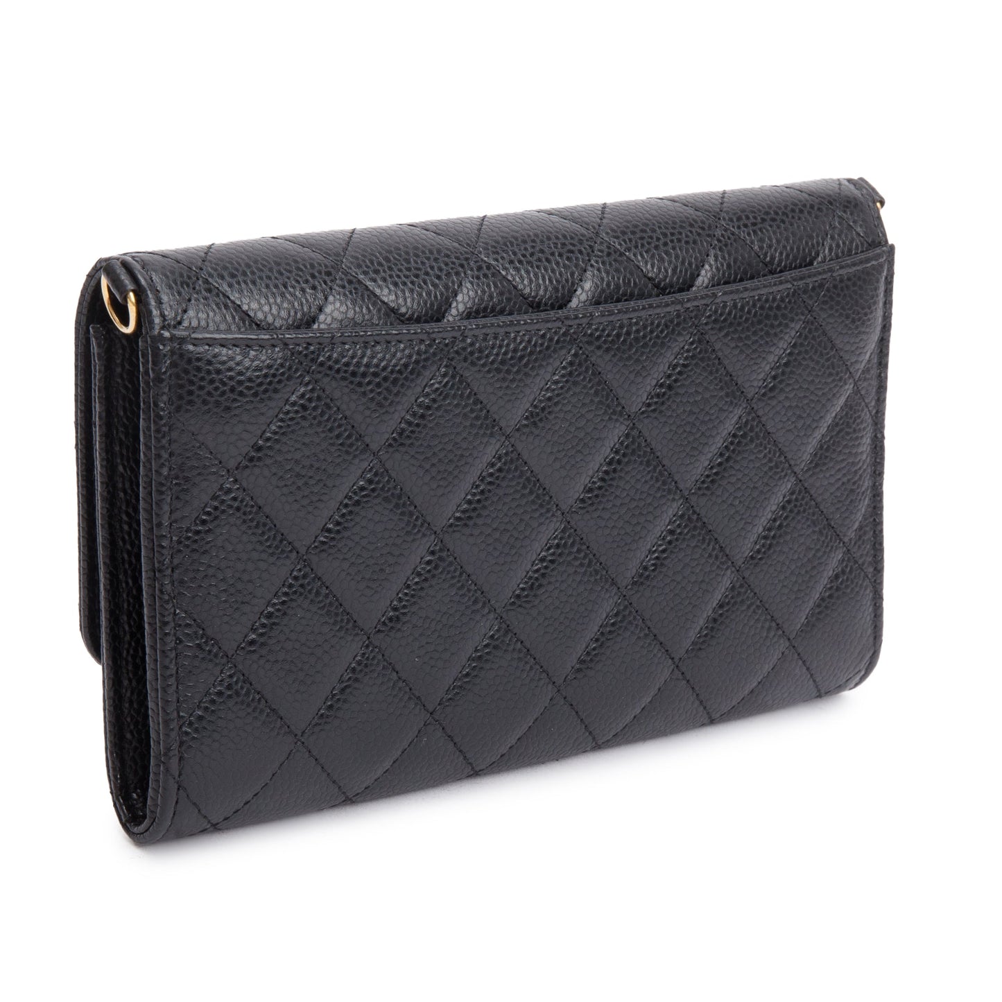Chanel Black Caviar Detachable Chain Clutch Bag