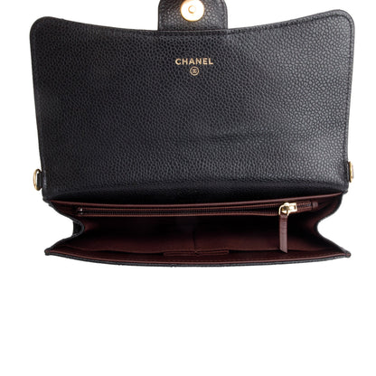 Chanel Black Caviar Detachable Chain Clutch Bag