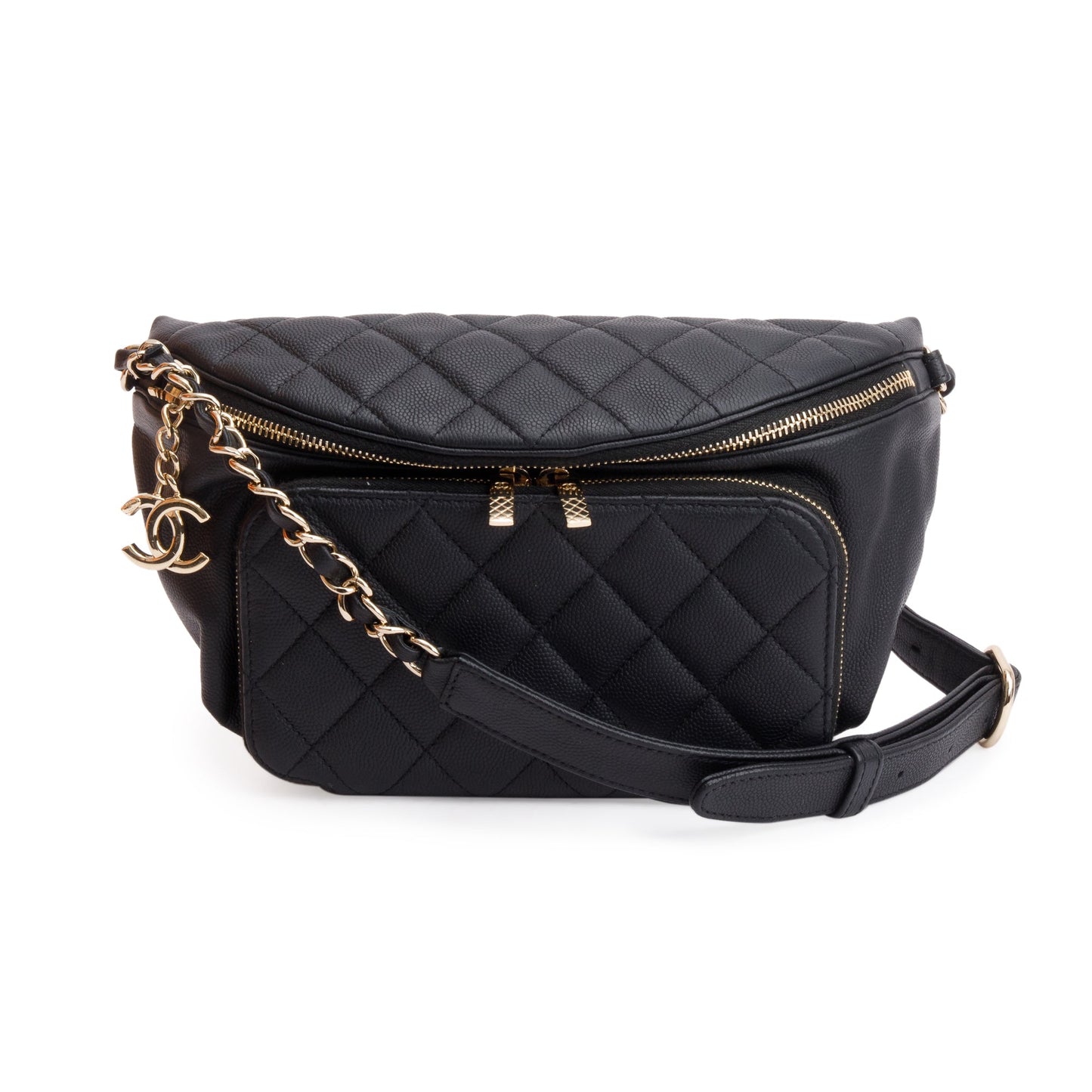 Chanel Black Caviar Leather Affinity Waist Bag