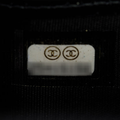 Chanel Black Caviar Leather Boy Long Zip Around Wallet