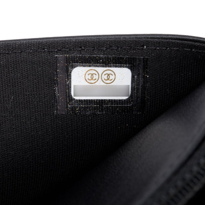 Chanel Black Caviar Leather Boy Wallet on Chain