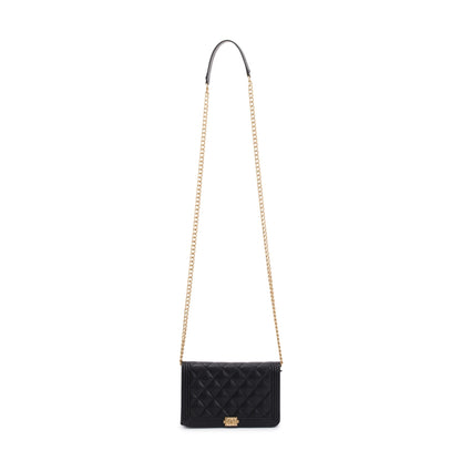 Chanel Black Caviar Leather Boy Wallet on Chain