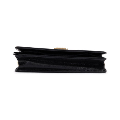 Chanel Black Caviar Leather Boy Wallet on Chain