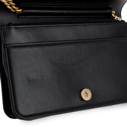 Chanel Black Caviar Leather Boy Wallet on Chain
