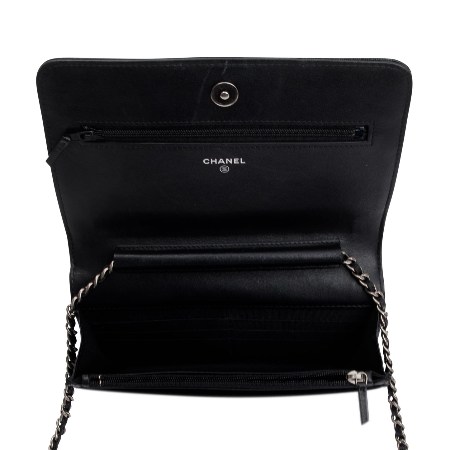 Chanel Black Caviar Leather Boy Wallet on Chain
