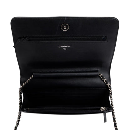 Chanel Black Caviar Leather Boy Wallet on Chain
