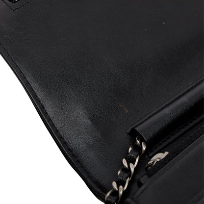 Chanel Black Caviar Leather Boy Wallet on Chain