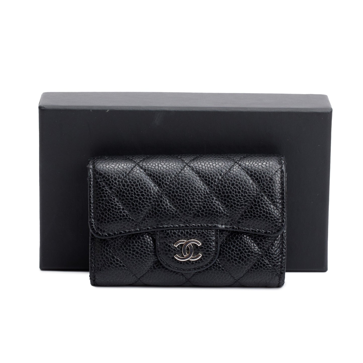Chanel Black Caviar Leather Classic Flap Card Holder
