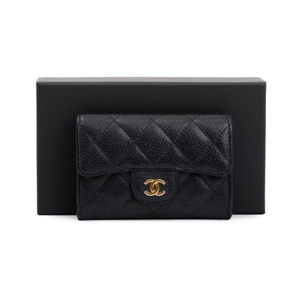 Chanel Black Caviar Leather Classic Flap Card Holder
