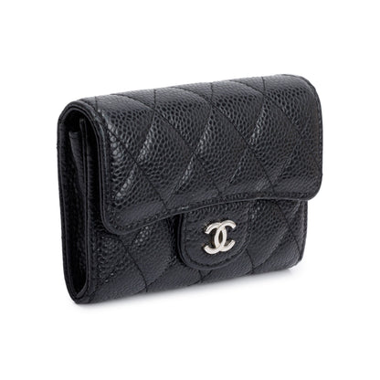 Chanel Black Caviar Leather Classic Flap Card Holder