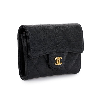 Chanel Black Caviar Leather Classic Flap Card Holder