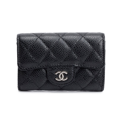 Chanel Black Caviar Leather Classic Flap Card Holder