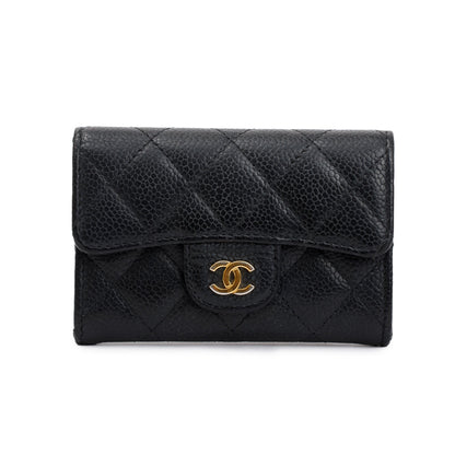Chanel Black Caviar Leather Classic Flap Card Holder