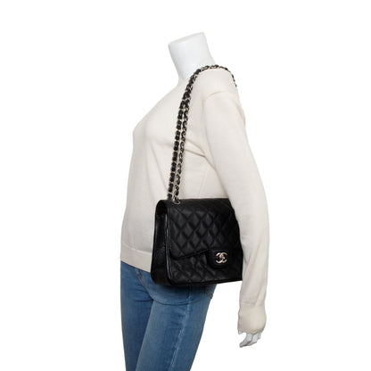 Chanel Black Caviar Leather Classic Jumbo Double Flap Bag