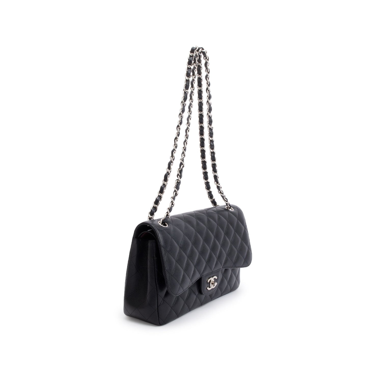 Chanel Black Caviar Leather Classic Jumbo Double Flap Bag