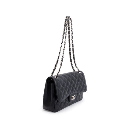 Chanel Black Caviar Leather Classic Jumbo Double Flap Bag