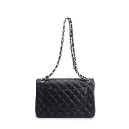 Chanel Black Caviar Leather Classic Jumbo Double Flap Bag