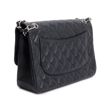Chanel Black Caviar Leather Classic Jumbo Double Flap Bag