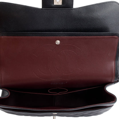 Chanel Black Caviar Leather Classic Jumbo Double Flap Bag