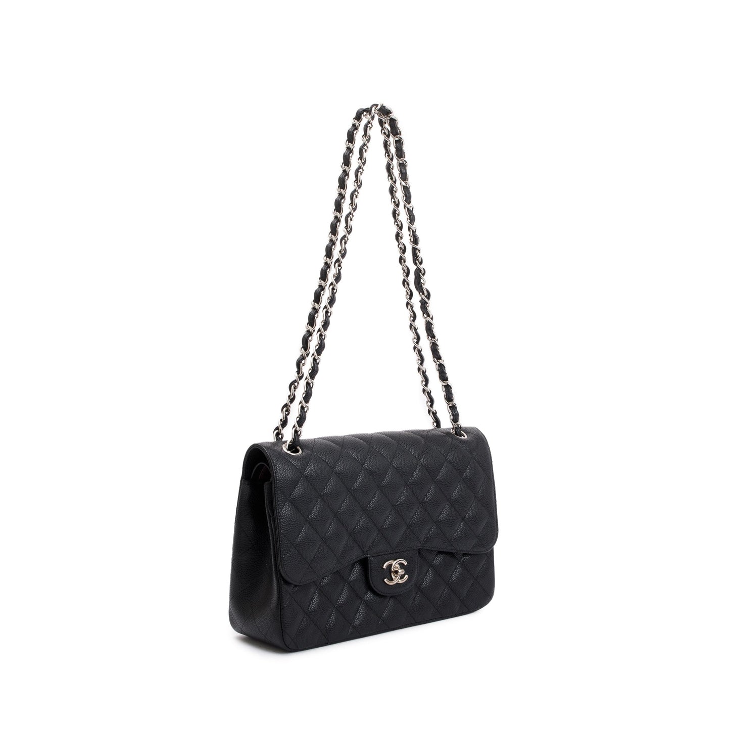 Chanel Black Caviar Leather Classic Jumbo Double Flap Bag