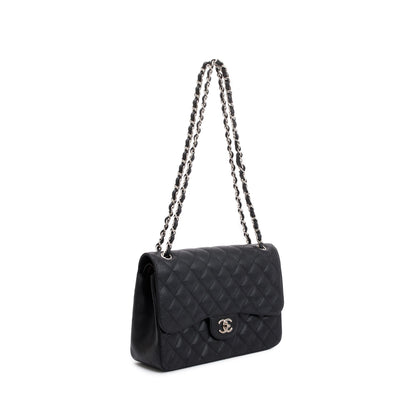 Chanel Black Caviar Leather Classic Jumbo Double Flap Bag
