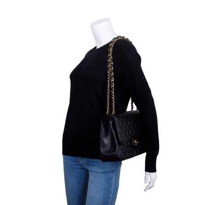 Chanel Black Caviar Leather Classic Jumbo Double Flap Bag