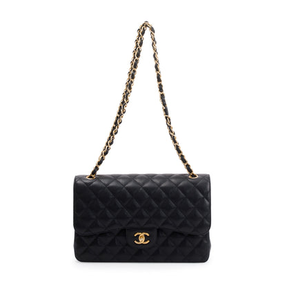 Chanel Black Caviar Leather Classic Jumbo Double Flap Bag