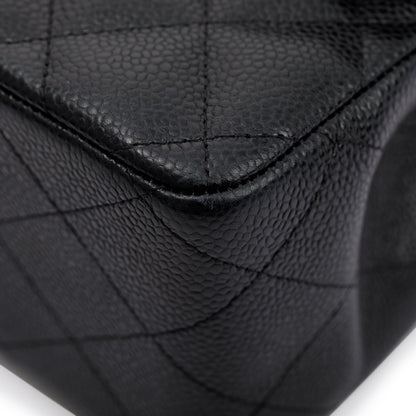 Chanel Black Caviar Leather Classic Jumbo Double Flap Bag