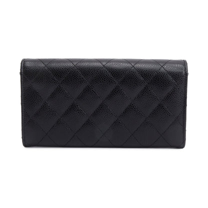 Chanel Black Caviar Leather Classic Long Flap Wallet