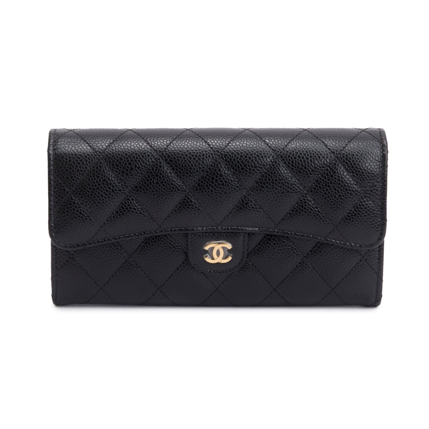 Chanel Black Caviar Leather Classic Long Flap Wallet