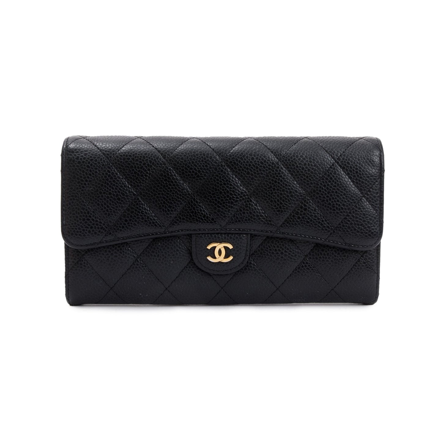 Chanel Black Caviar Leather Classic Long Flap Wallet